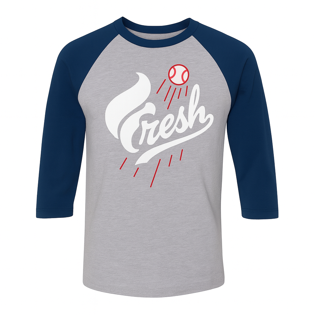 Fresh Baseball Raglan Tee – Navy Blue Sleeves