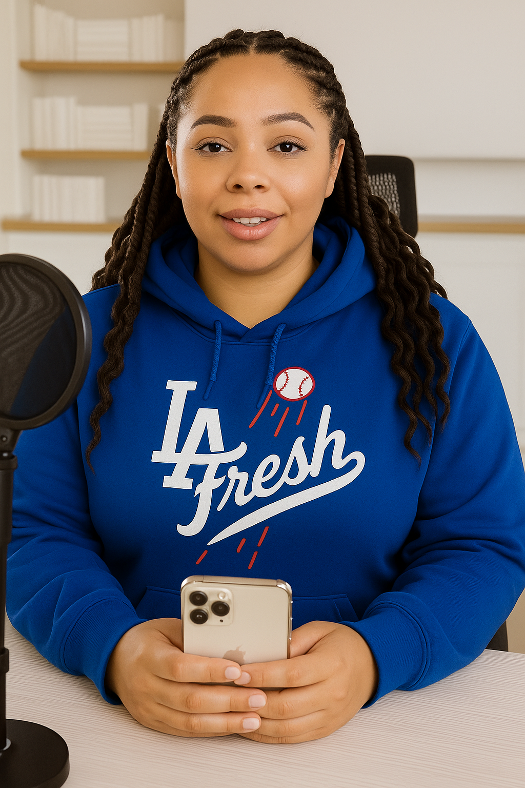 La Fresh Blue Hoodie with Red Logo