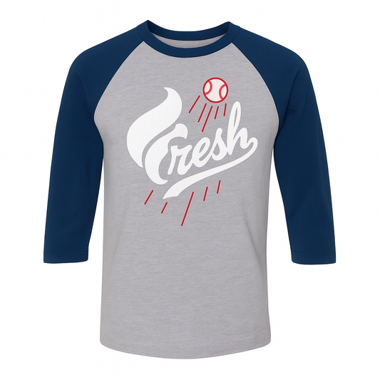 Fresh Baseball Raglan Tee – Navy Blue Sleeves